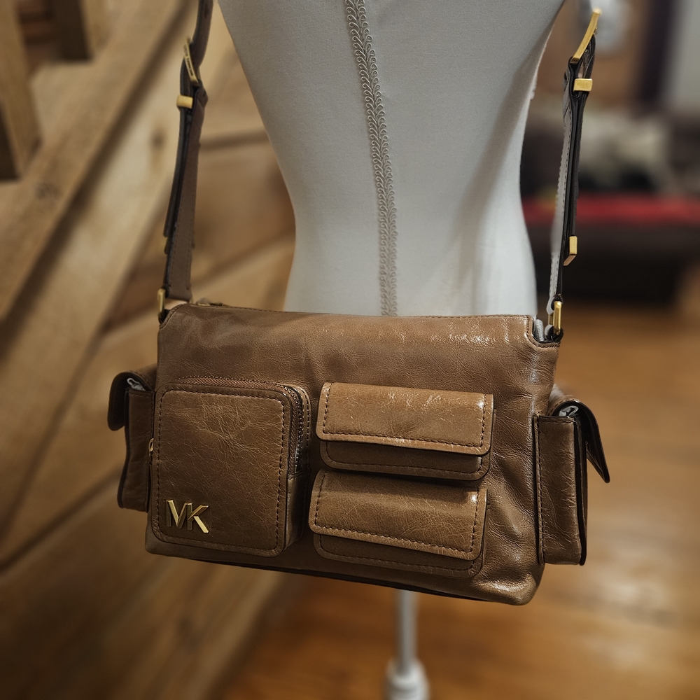 Michael Kors Brown Genuine Leather Luggage Shoulder Bag - Picture 3 of 13